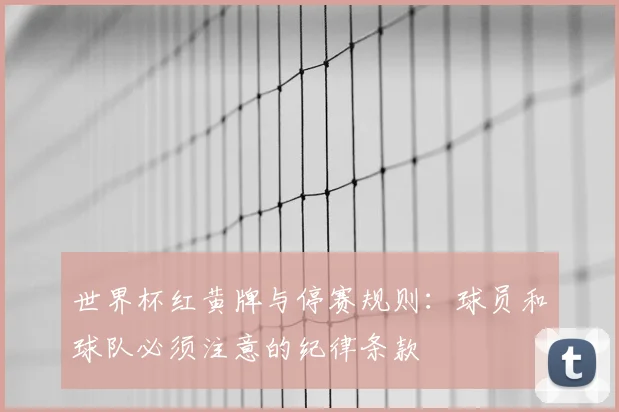 世界杯红黄牌与停赛规则：球员和球队必须注意的纪律条款